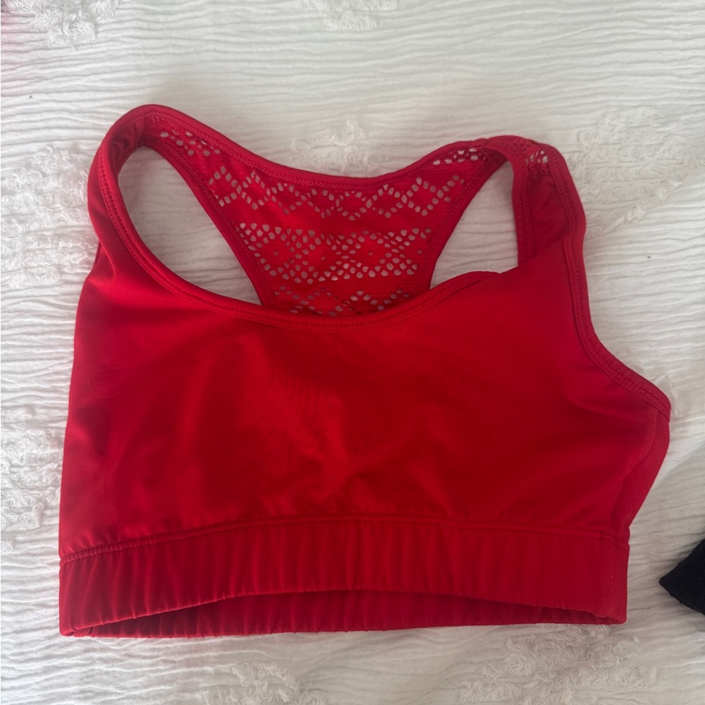 ZYIA Red Lace-Back Sports Bra